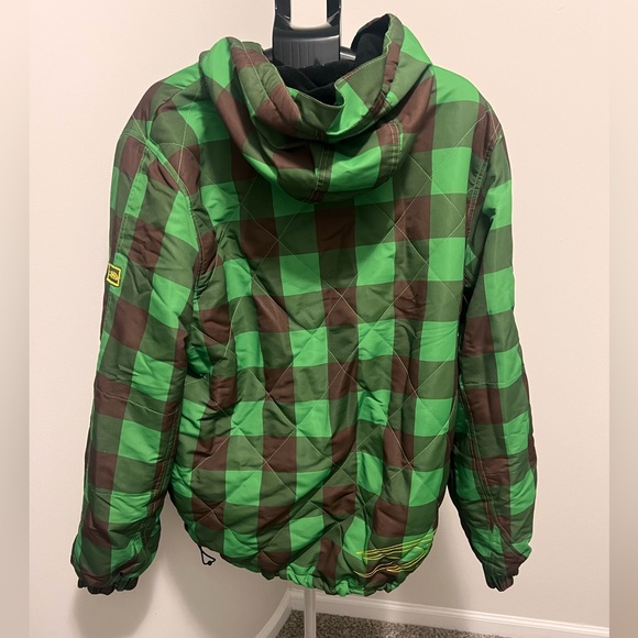 Pipeline Co. Green And Brown Plaid Winter Ski snowboard Bomber Jacket - Picture 2 of 11